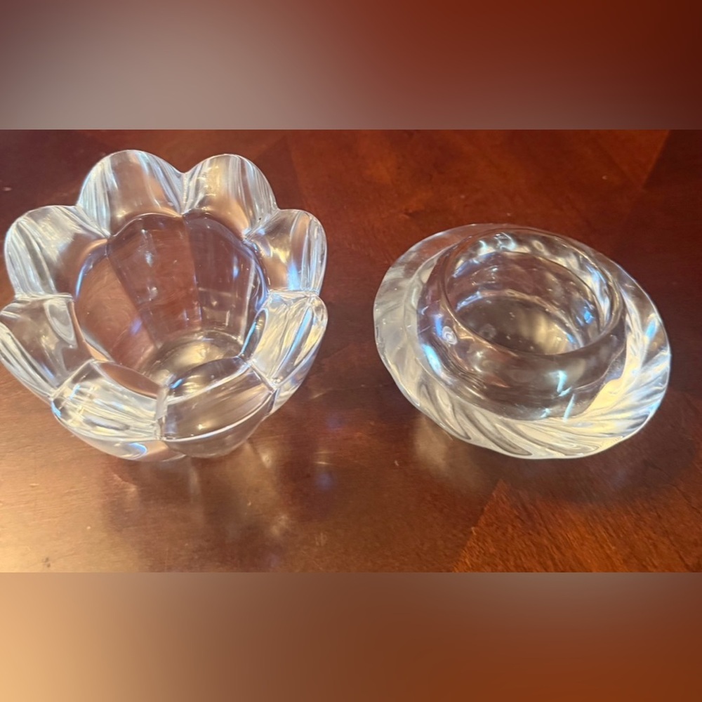 Vintage Crystal Lotus Votive & Candle Holder Size 4 x 2.5”